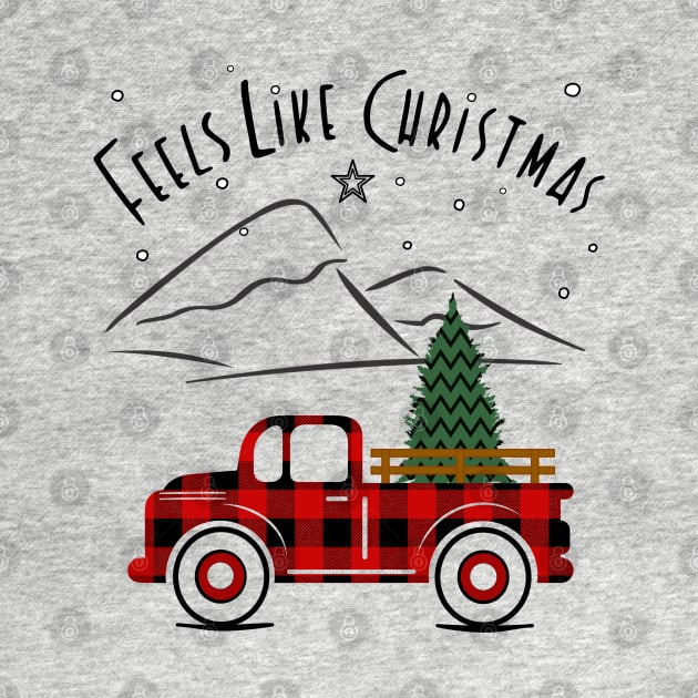 Feels Like Christmas, Red Plaid Pickup Truck by Blended Designs
